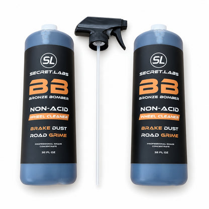 Bronze Bomber Non-Acid Wheel Cleaner 32 oz, 2 bottles with sprayer